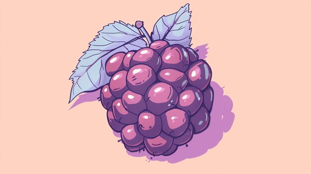 Foto uma ilustração de desenho animado de um blackberry o blackberry é roxo escuro e tem um brilhante