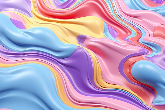 Uma ilustração de fundo pastel etéreo e sonhador com fluxo de líquido violeta e turquesa Generative AI