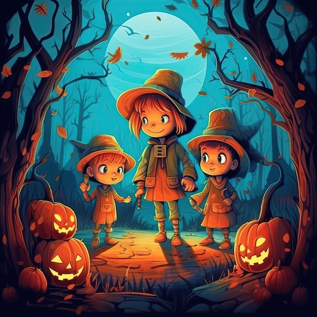 Uma ilustração de IA de Halloween infantil gerada