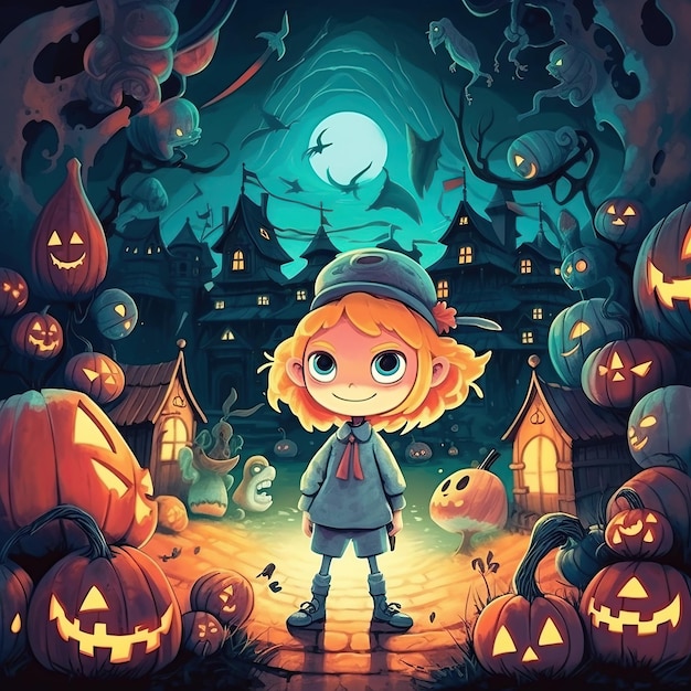 Uma ilustração de IA de Halloween infantil gerada