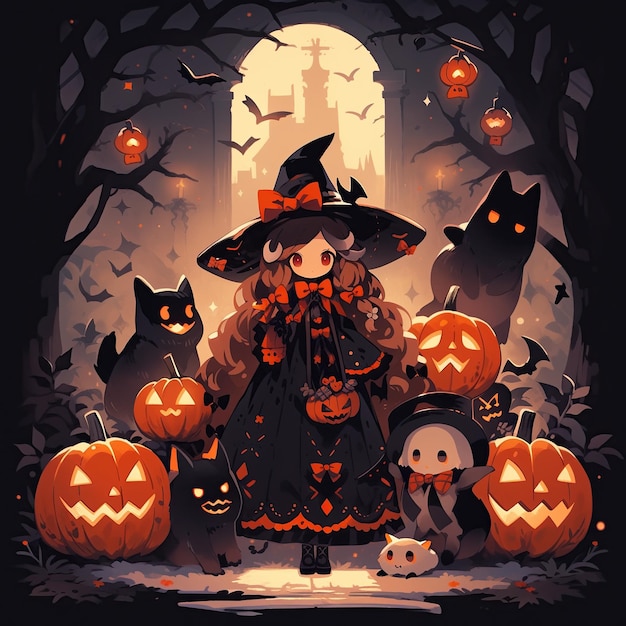 Uma ilustração de IA de Halloween infantil gerada