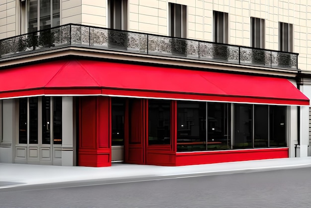 Foto uma ilustração de modelo de vitrine de fachada de loja vintage europeia vermelha