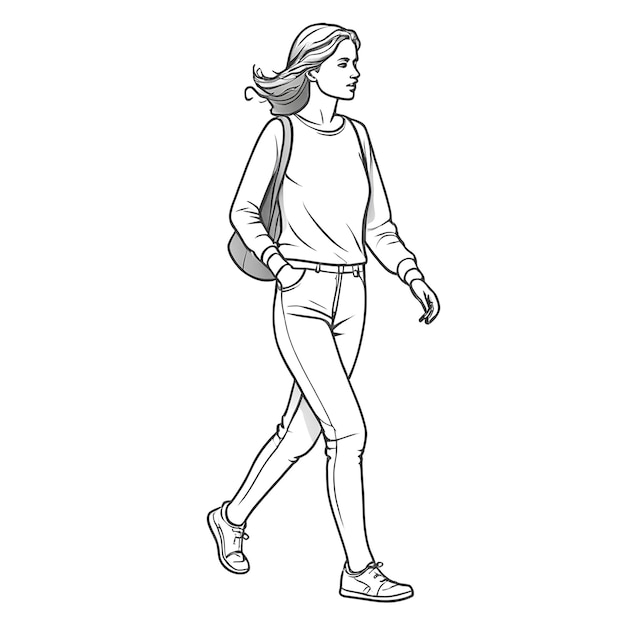 Foto uma ilustração de mulheres caminhando sobre um fundo branco