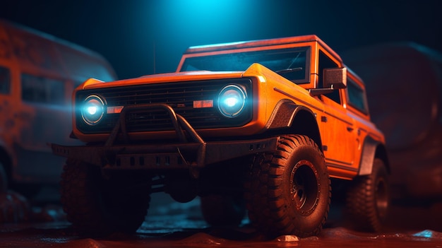 Foto uma ilustração de papel de parede de fundo de carro esportivo de caminhão 4x4 super laranja