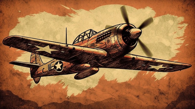 Uma ilustração de um avião de combate da segunda guerra mundial.