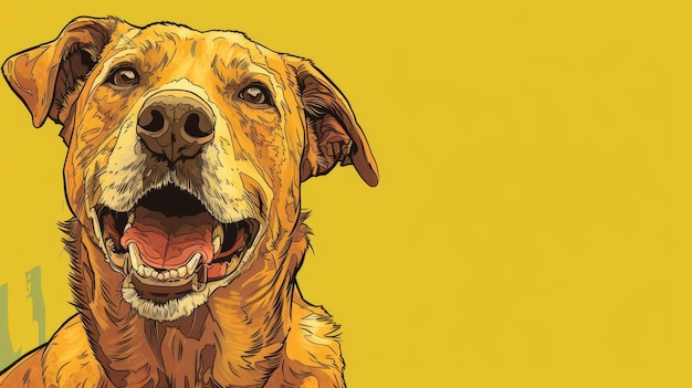 Foto uma ilustração de um cão em um fundo amarelo