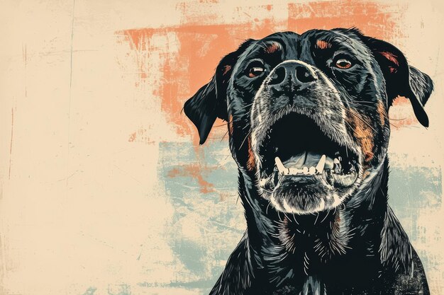 Foto uma ilustração de um cão rotweiler em um fundo grunge