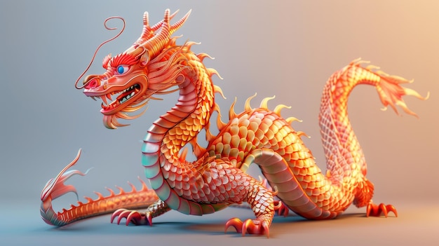Uma ilustração de um dragão chinês brilhante sem escamas Útil para o Ano do Dragão ou como um símbolo de sorte