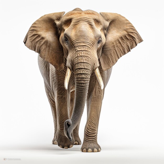 Foto uma ilustração de um elefante africano em fundo branco