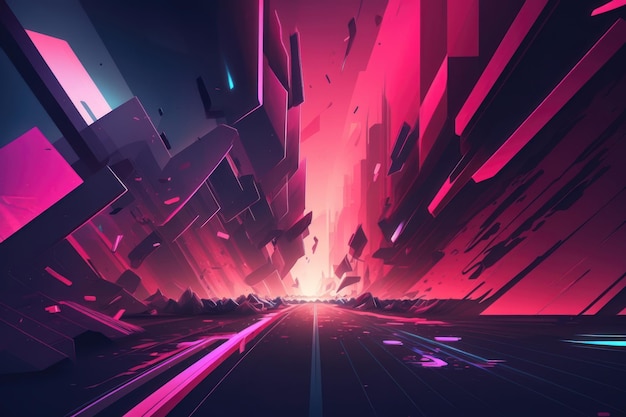 Uma ilustração de um fundo abstrato cyberpunk Generation AI