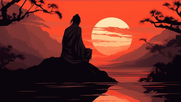 Uma ilustração de um monge budista