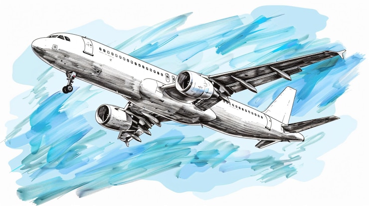 Foto uma ilustração de um plano com um desenho de um plano no céu