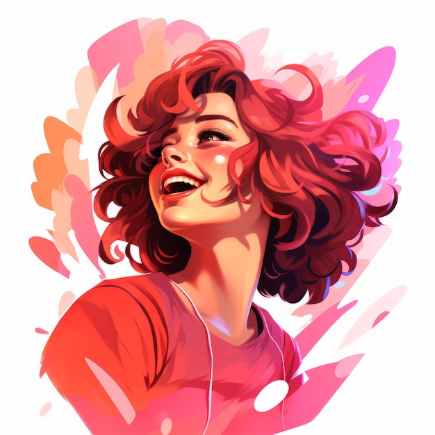 uma ilustração de uma mulher com cabelo vermelho