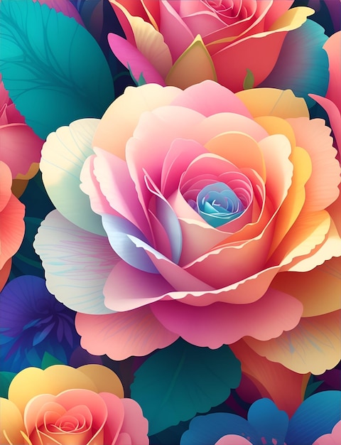 Uma ilustração detalhada de flores Generative AI