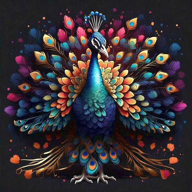 Uma ilustração detalhada de um pavão majestoso espalhando Ai gerado amplamente