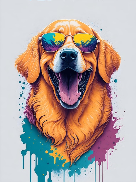 Uma ilustração detalhada um cão feliz