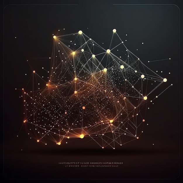 Uma ilustração digital de uma rede com linhas de ouro.