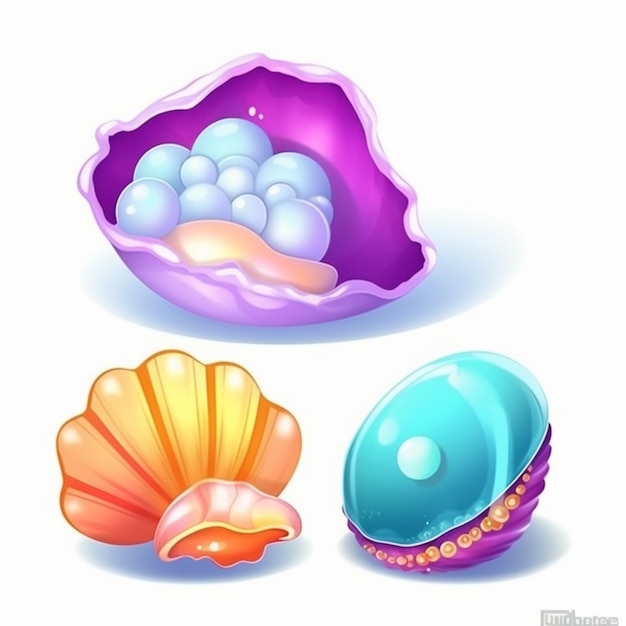 Uma ilustração dos desenhos animados de uma concha com uma pérola dentro