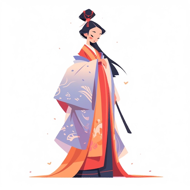 uma ilustração dos desenhos animados de uma mulher em um quimono generativo ai