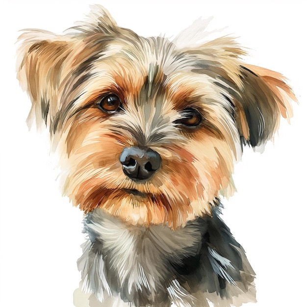 Uma ilustração em aquarela de um cão com fundo branco