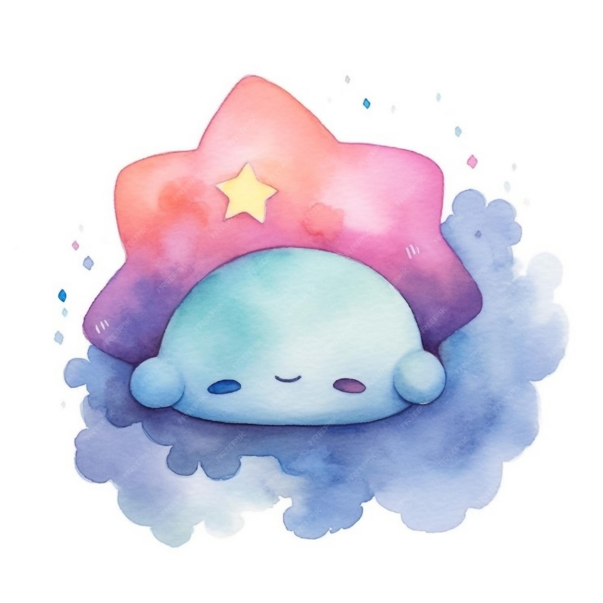 Desenho de um pokémon bonitinho com uma estrela no fundo