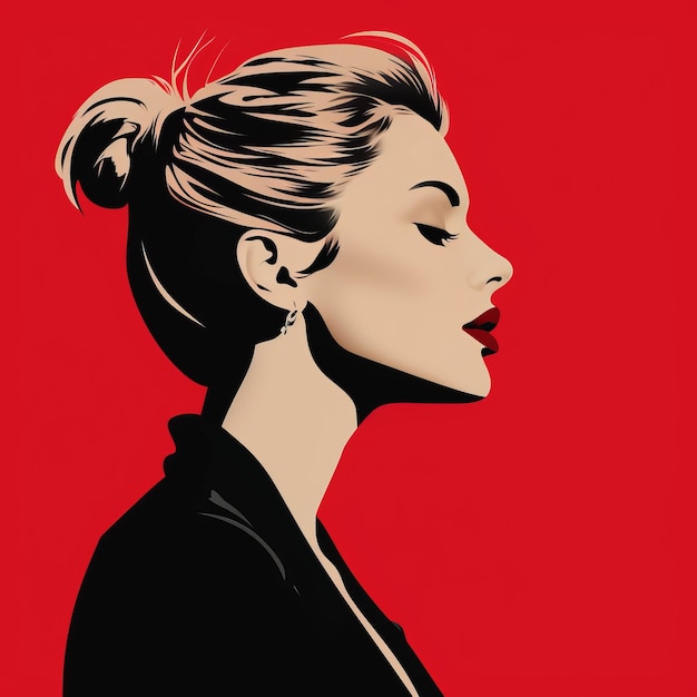 uma ilustração em estilo pop art de uma mulher com um coque no cabelo