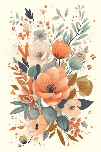 Uma ilustração floral com um fundo floral.