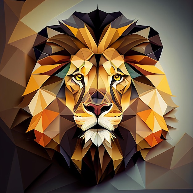 Uma ilustração geométrica da cabeça de um leão.