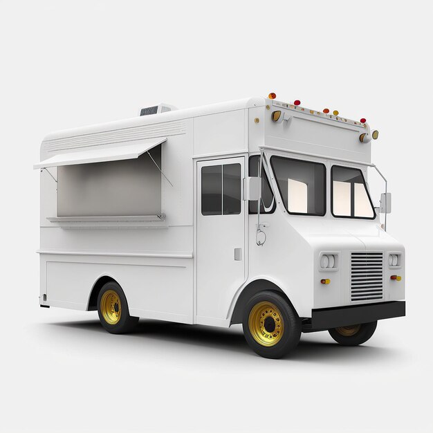uma ilustração gerada de um camião de comida contra um fundo branco