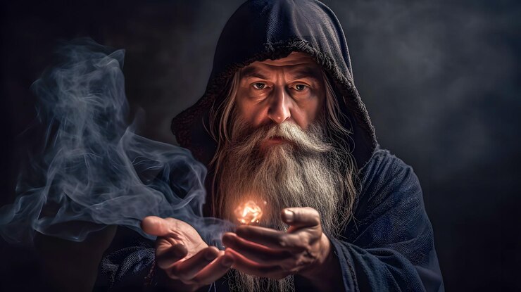 Foto uma ilustração gerada por ia de um homem segurando uma vela acesa com fumaça cinzenta subindo dela