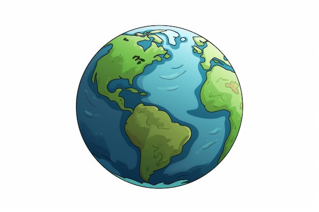 Uma ilustração lúdica de desenho animado do planeta Terra com bolhas