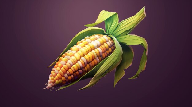 Foto uma ilustração moderna de um ícone de legume isométrico, como uma orelha de milho ou uma vagem de ervilha