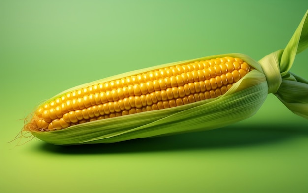 Uma ilustração realista de um único milho com um design minimalista em um fundo mocca Generative Ai