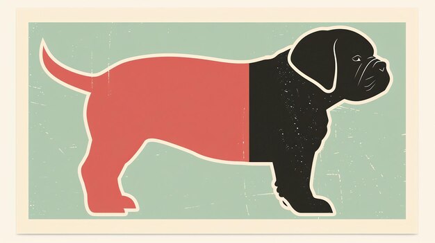 Foto uma ilustração única de um cão dividido em duas cores o cão está voltado para a esquerda