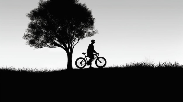 Foto uma ilustração vetorial minimalista de um ciclista em silhueta perfeita para o dia mundial da bicicleta