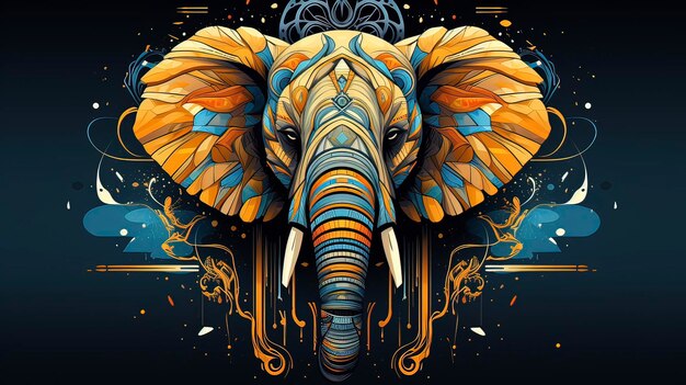 Foto uma ilustração vetorial vibrante e dinâmica de um elefante majestoso para um desenho de camiseta generative ai