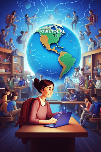 Foto uma ilustração vibrante de uma sala de aula global para o dia internacional da educação