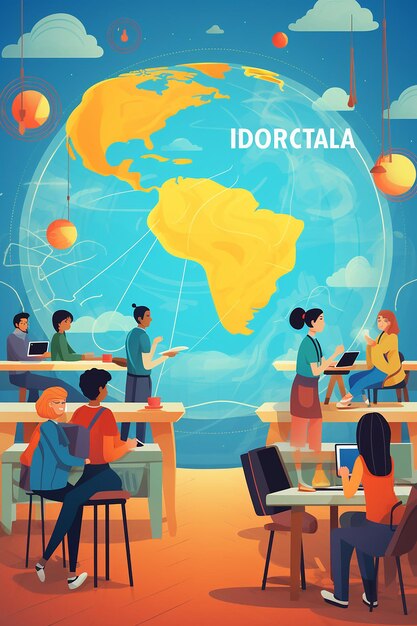 Foto uma ilustração vibrante de uma sala de aula global para o dia internacional da educação