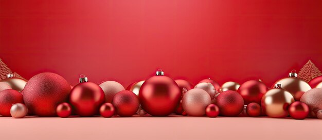 Uma imagem 3D com fundo vermelho de Natal que pode ser usada para colocação de produto ou site