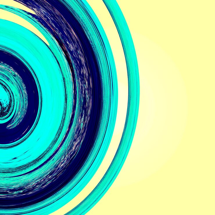 Foto uma imagem abstrata azul e amarela de uma espiral