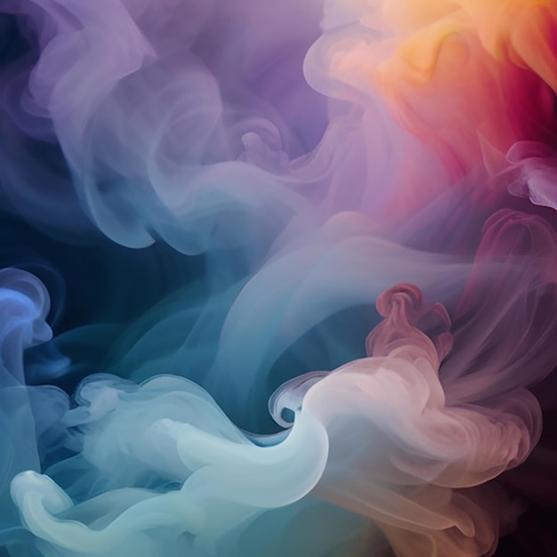 Uma imagem abstrata de mistura de IA de fumaça ou tinta em várias cores criando um visual atraente