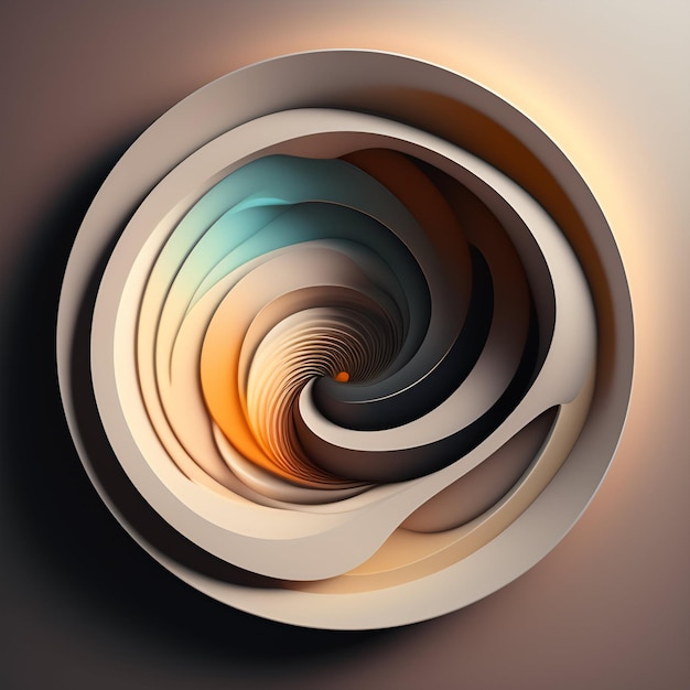 Uma imagem abstrata de uma espiral com um design colorido.