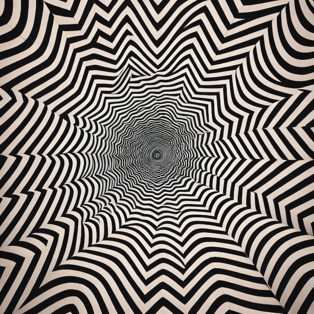 Uma imagem abstrata preto e branco de um padrão geométrico preto e branco.