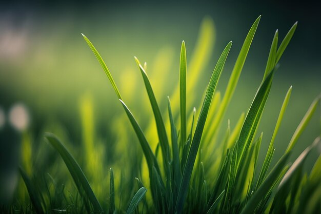 Foto uma imagem aproximada de grama fresca verde na primavera, perfeita para um plano de fundo digital ou impresso