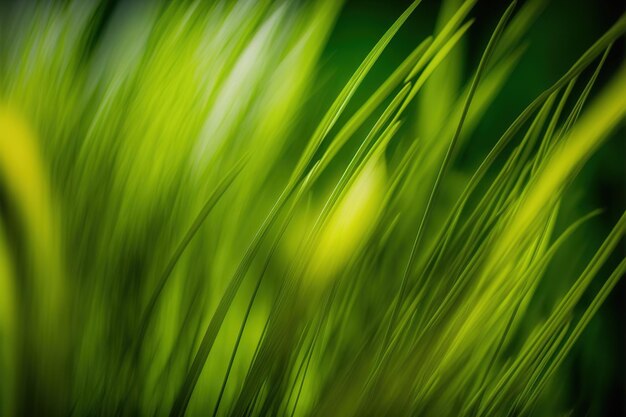 Uma imagem aproximada de grama fresca verde na primavera, perfeita para um plano de fundo digital ou impresso