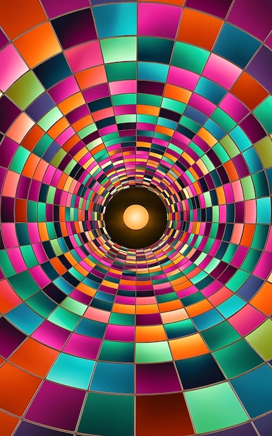 Foto uma imagem atraente e vibrante de um túnel colorido feito de quadrados