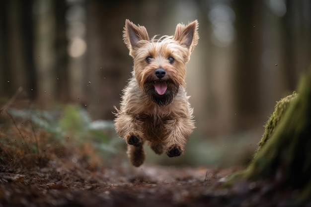 Uma imagem boba e cativante de um cachorro travesso MidJump