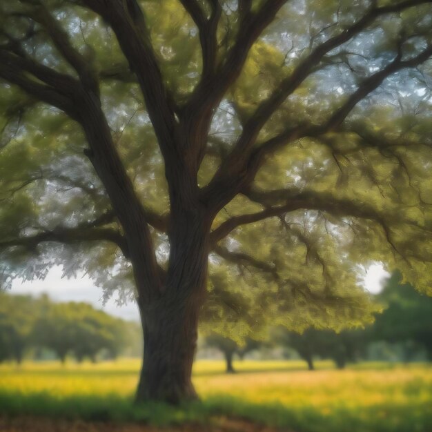Foto uma imagem borrada de uma árvore com um fundo borrado
