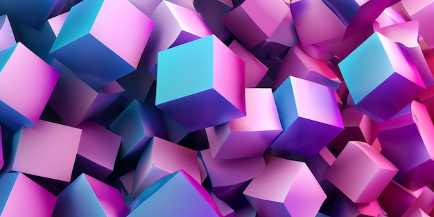Uma imagem colorida de fundos de cubos cor-de-rosa e azul