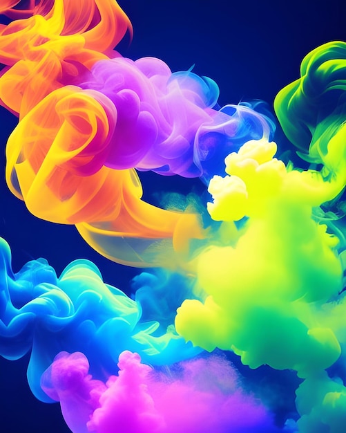 uma imagem colorida de nuvens e fumaça com as palavras arco-íris na parte inferior